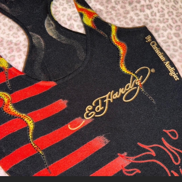 Ed Hardy Rhinestone Skull and Flames MISFIT Dress. S But Has Lots Of Stretch - Picture 4 of 7